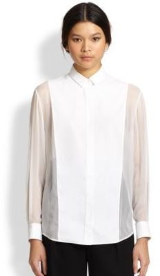 3.1 Phillip Lim Sheer-Paneled Silk/Cotton Shirt