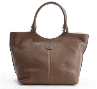 Tod's brown leather logo 'Piccola' shopping tote