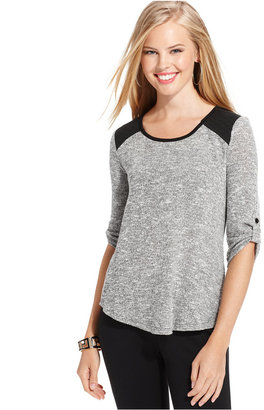 Amy Byer BCX Juniors' Quilted-Panel Knit Top