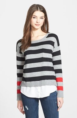 Kensie Colorblock Stripe Layered Look Sweater