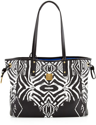 MCM Shopper Project Reversible Tote Bag, Zebra