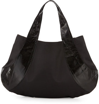 Beirn Caroline Snakeskin Contrast Shoulder Bag, Black
