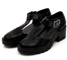 New Look Teens Black T-Bar Strap Block Heel Shoes
