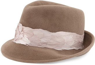 Eugenia Kim Max Rabbit Felt Fedora Hat with Feathers