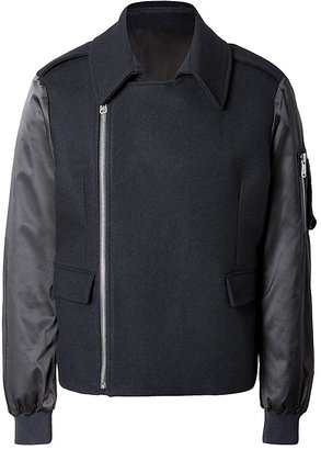 McQ Wool Blouson Jacket in Navy/Velvet Black Gr. 48