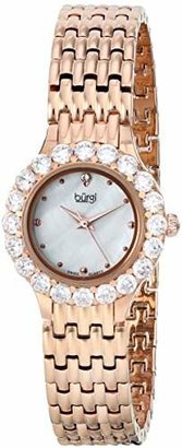 Burgi Women's BUR107RG Crystal Accented Rose Gold Swiss Quartz Watch with White Mother of Pearl Dial and Rose Gold Bracelet