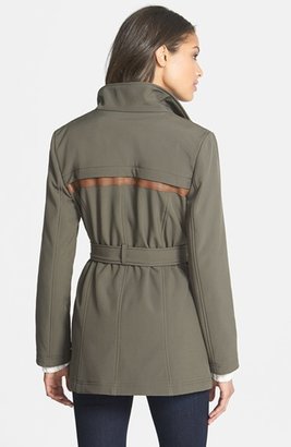 Ellen Tracy Faux Leather Trim Soft Shell Jacket (Online Only)