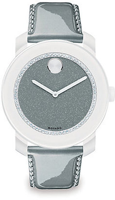 Movado Bold Stainless Steel, Glitter & Leather Strap Watch/Grey