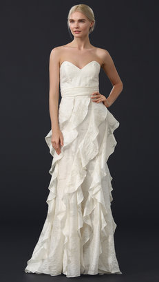 Badgley Mischka Strapless Gown with Ruffle