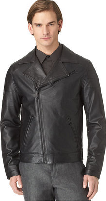 Calvin Klein Perforated Slim-Fit Leather Jacket