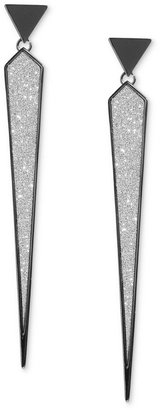 Steve Madden Earrings, Hematite-Tone Glitter Spike Long Linear Earrings