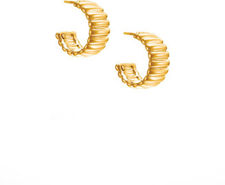 John Hardy 18k Gold Bedeg Wide Hoop Earrings