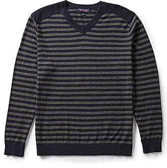 Roundtree & Yorke Striped V-Neck Sweater