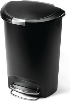 Simplehuman 50 Liter / 13 Gallon Semi-Round Kitchen Step Trash Can with Secure Slide Lock, Plastic