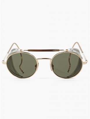 Thom Browne Men's Gold TB-001B-T Round Frame Sunglasses