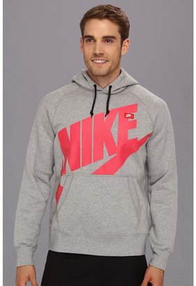 Nike AW77 Pullover Hoodie - Exploded Logo (Dark Grey Heather/Fusion Red) - Apparel