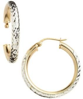 Lord & Taylor 18 Kt Gold Over Sterling Silver Textured Hoop Earrings
