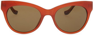 The Row Row 36 Acetate Cat-Eye Leather-Arm Sunglasses, Rust