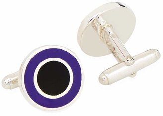 Carrs of Sheffield Silver Round Enamelled Sterling Silver Cufflinks