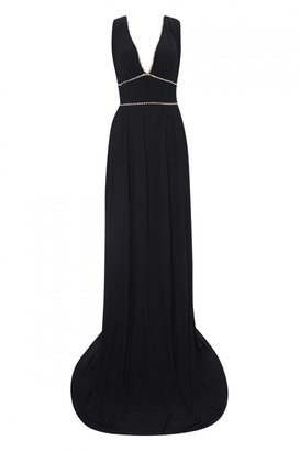 Azzaro Crystal Embellished Crepe Evening Gown