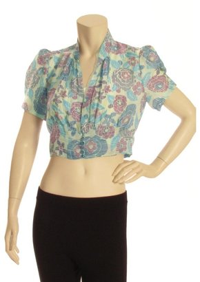 Anna Sui Cropped Silk Blouse