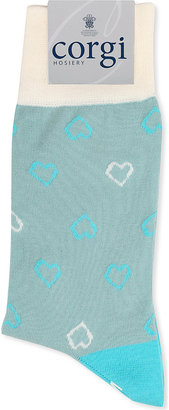 Corgi Heart-Patterned Cotton Socks - for Women