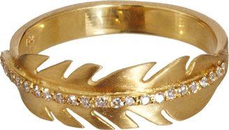 Ileana Makri Diamond & Yellow Gold Feather Ring-Colorless
