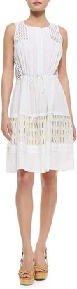 Rebecca Taylor Voile & Lace Drawstring Dress