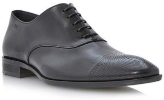 HUGO BOSS MENS CISSIO - BLACK Laser Detail Leather Lace Up Oxford Shoe