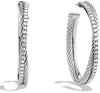 David Yurman Crossover Extra-Large Hoop Earrings with Diamonds