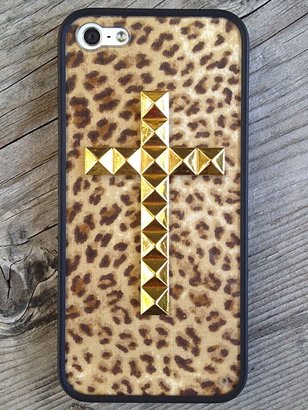 Kylie Minogue Wildflower Leopard Gold Studded Cross iPhone 5/5s Case as seen on Kylie Jenner