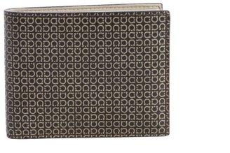 Ferragamo dark brown logo leather bi-fold wallet