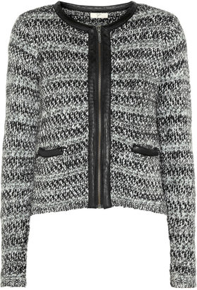 Joie Jacolyn leather-trimmed knitted jacket