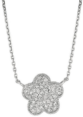 Lord & Taylor 14Kt White Gold and Diamond Flower Necklace