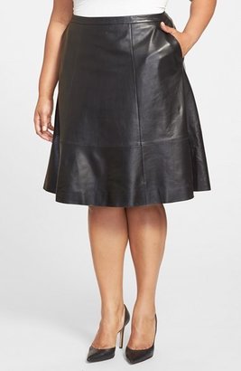 Sejour Lambskin Leather Full Skirt (Plus Size)