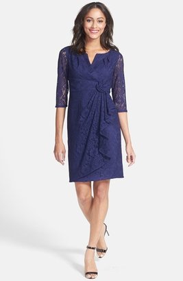 Adrianna Papell Rosette Side Lace Dress