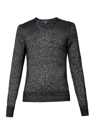 John Varvatos V-neck metallic sweater