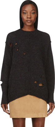 Etoile Isabel Marant Black Marled & Distressed Rohan Sweater