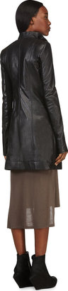 Rick Owens Black Leather Zipped Eileen Coat