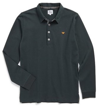 Armani Junior Long Sleeve Polo Shirt (Big Boys)
