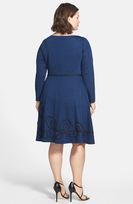 Adrianna Papell Fit & Flare Dress with Soutache Trim (Plus Size)