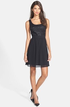Adrianna Papell Sequin Lace Illusion Fit & Flare Dress