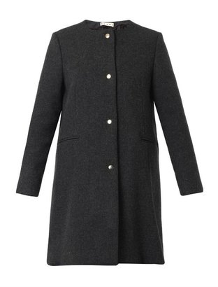 Marni Collarless charcoal-grey wool-blend coat