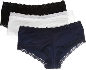 Hanky Panky Set of three lace-trimmed stretch-cotton boy shorts