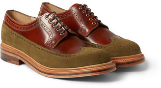 Grenson G-Lab Burnished-Leather and Suede Wingtip Brogues