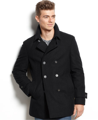 Tommy Hilfiger Double-Breasted Wool-Blend Peacoat Trim Fit