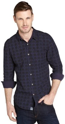 Just A Cheap Shirt indigo blue jacquard cotton button front shirt