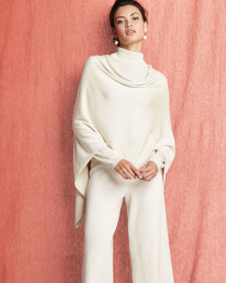 Joan Vass Silk-Cashmere Long-Sleeve Turtleneck, Ivory