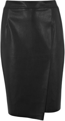 Mint Velvet Black Wrap PU Pencil Skirt