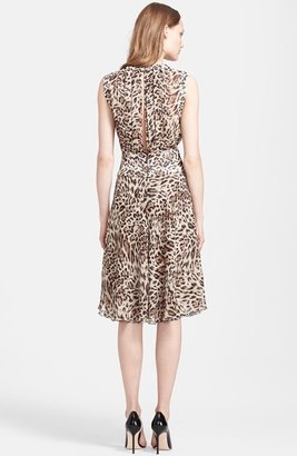 L'Agence Pleated Leopard Print Dress
